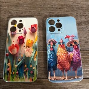 iPhone 14 max pro Colorful Floral and Chicken iPhone Cases.